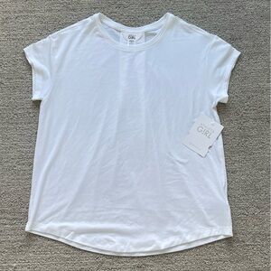 NWT Athleta Girl White Tee Shirt Athleisure Lightweight Basic Casual Minimal